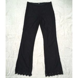 90s Y2K Vintage Only Hearts NYC Helena Stuart Black Lace Mid Rise Flare Pants